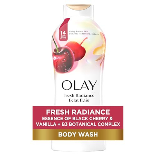 Olay Fresh Radiance Body Wash For Women With Antioxidant Pomegranate Extract Vitamin B3 Complex Designed For All Skin Types Black Cherry & Vanilla Scent 22 Fl Oz