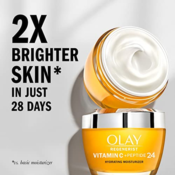 Olay Regenerist Vitamin C + Peptide 24 Brightening Face Moisturizer (1.7 Oz) And Retinol 24 Night Face Moisturizer (1.7 Oz) + 2 Travel Size Whip Face Moisturizers