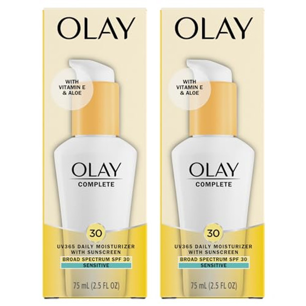 Olay Face Moisturizer Complete Daily Defense All Day Moisturizer With Sunscreen Spf30 Sensitive Skin 2.5 Fl Oz (Pack Of 2)