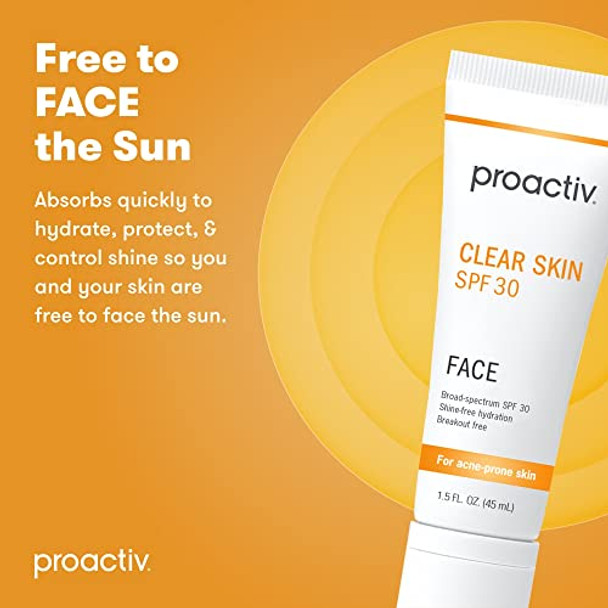 Proactiv Clear Skin Face Sunscreen Moisturizer With Spf 30 - Hydrating Spf Lotion And Sensitive Skin Sunscreen For Oily Skin And Acne-Prone Skin Oil   Matte Skincare Sunscreen 1.5Oz