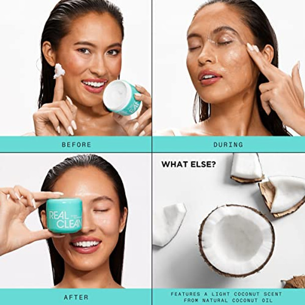 Real Techniques Real Clean Face Erase Makeup Removing Balm Hydrating Makeup Cleansing Balm Remove Stubborn Makeup Hyaluronic Acid Moisturizes & Vitamin A Helps Exfoliate 2 Fl. Oz Jar