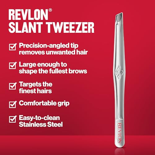 Revlon Multipurpose Hair Removal Tweezer High Precision Slant Tip Tweezers For Men Women & Kids Stainless Steel (Pack Of 1)