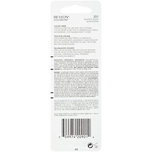 Revlon Colorstay Liquid Liner Blackest Black 251 0.08 Ounce (2.5 Ml) (Pack Of 2)