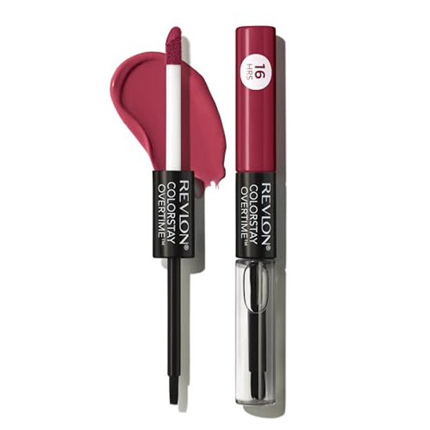 Revlon Liquid Lipstick With Clear Lip Gloss Colorstay Overtime Lipcolor Dual Ended With Vitamin E 280 Stay Currant 0.07 Fl Oz