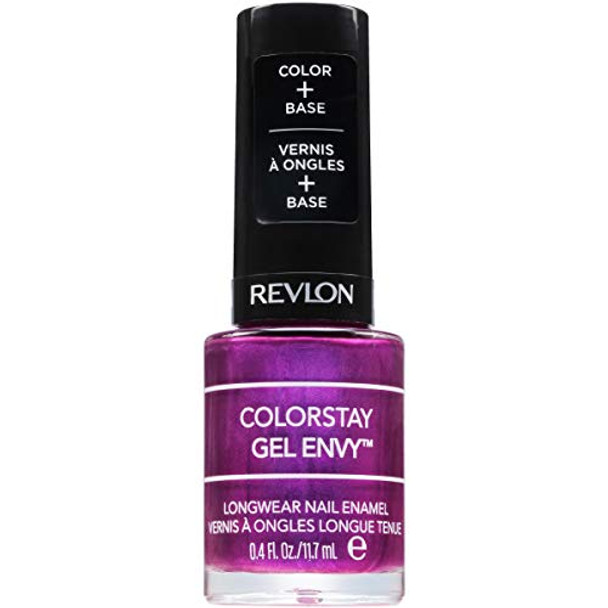 Revlon Colorstay Gel Envy Longwear Nail Polish With Built-In Base Coat & Glossy Shine Finish In Plum/Berry 415 What Happens In Vegas 0.4 Oz