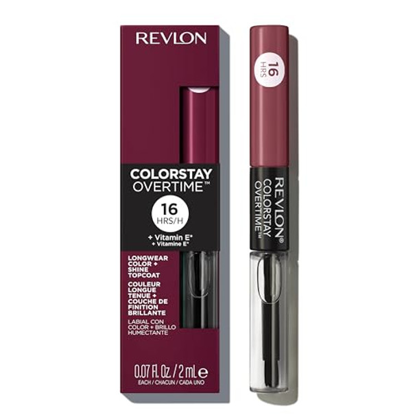 Revlon Liquid Lipstick With Clear Lip Gloss Colorstay Overtime Lipcolor Dual Ended With Vitamin E 270 Relentless Raisin 0.07 Fl Oz