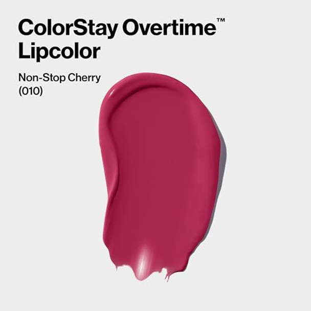 Revlon Liquid Lipstick With Clear Lip Gloss Colorstay Overtime Lipcolor Dual Ended With Vitamin E 010 Non-Stop Cherry 0.07 Fl Oz