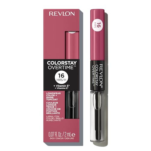 Revlon Liquid Lipstick With Clear Lip Gloss Colorstay Overtime Lipcolor Dual Ended With Vitamin E 005 Infinite Raspberry 0.07 Fl Oz