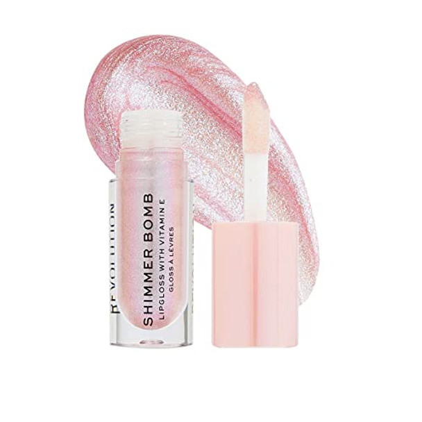 Revolution Beauty London Shimmer Bomb Lip Gloss Lip Tint Infused With Vitamin E Shimmery Finish Comes In 6 Colors Sparkle