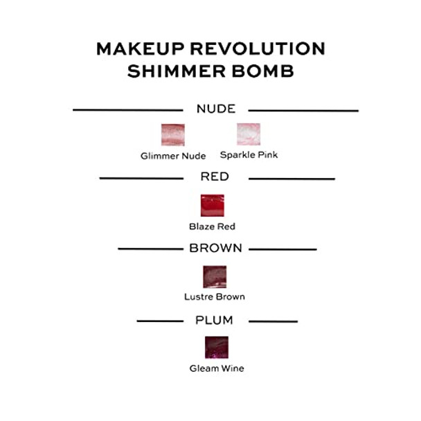 Revolution Beauty London Shimmer Bomb Lip Gloss Lip Tint Infused With Vitamin E Shimmery Finish Comes In 6 Colors Sparkle