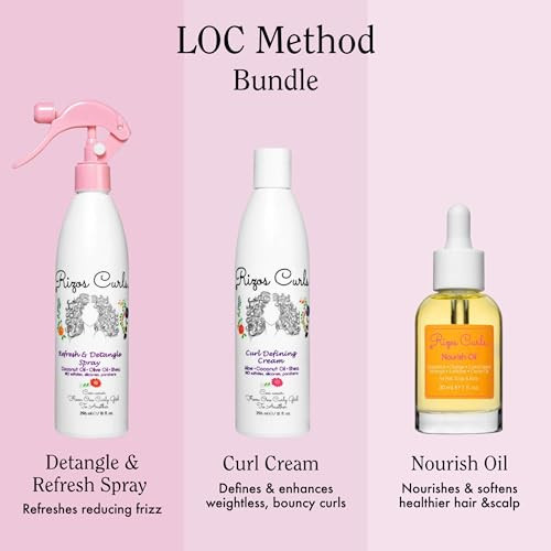 Rizos Curls Loc Method Bundle Refresh And Detangle Spray & Nourish Oil & Curl Defining Cream Bundle Add Deep Moisture While Detangling And Adding Shine