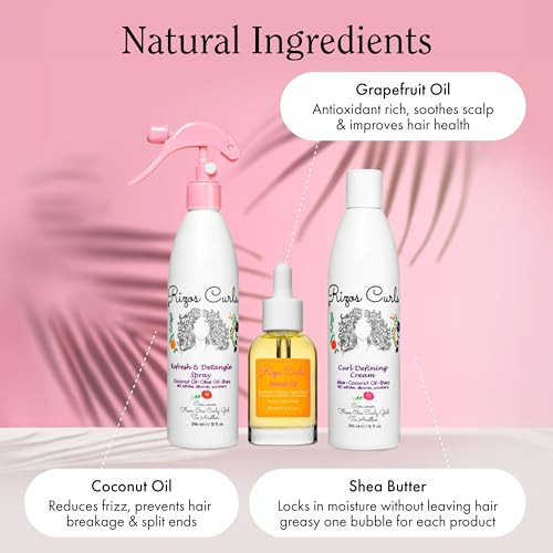 Rizos Curls Loc Method Bundle Refresh And Detangle Spray & Nourish Oil & Curl Defining Cream Bundle Add Deep Moisture While Detangling And Adding Shine