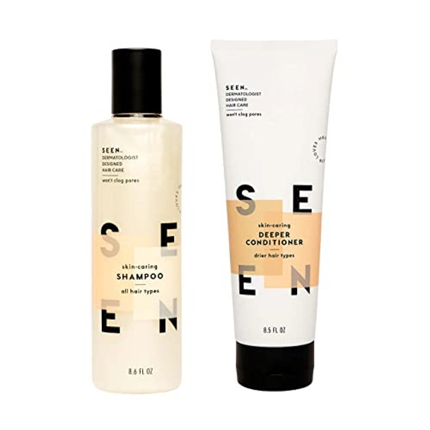 Seen Shampoo & Deeper Conditioner - Scented - Non-Comedogenic & Sulfate- Hair Shampoo & Conditioner- Dermatologist-Developed - Safe For Sensitive & Acne Prone Skin