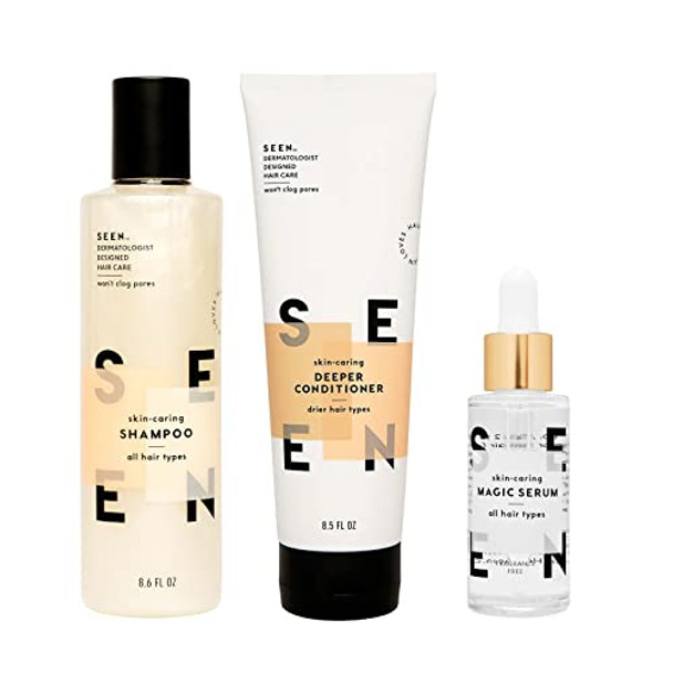 Seen Magic Serum Shampoo & Deeper Conditioner- Non-Comedogenic & Sulfate- Hair Bundle- Dermatologist-Developed - Safe For Sensitive Skin