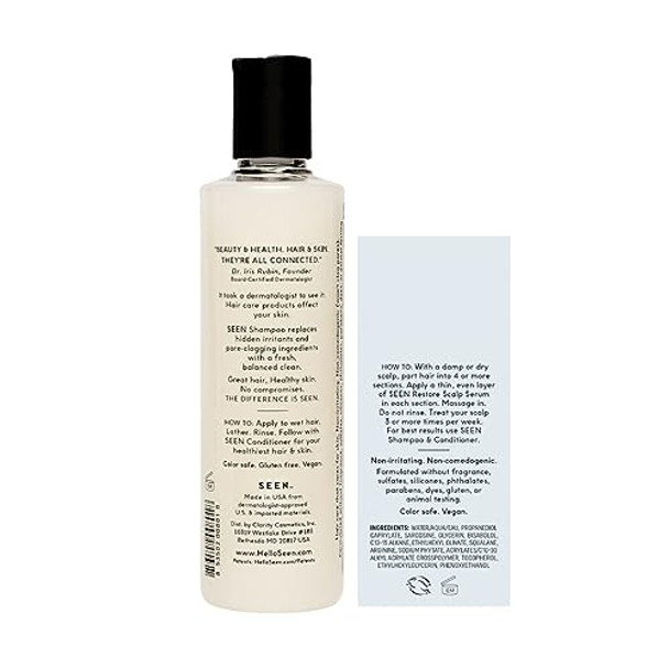 Seen Shampoo Fragrance- & Restore Scalp Serum - Dermatologist Developed - Non-Comedogenic & Sulfate- Hair Shampoo & Scalp Serum - Safe For Sensitive Eczema Prone Skin