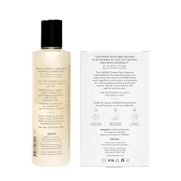 Seen Shampoo Scented Unseen Pimple Patch - Dermatologist Developed- Non-Comedogenic & Sulfate- Hair Shampoo & Spot Treatment - Safe For Sensitive & Acne Prone Skin
