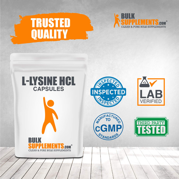 BulkSupplements.com L-Lysine HCL L-Lysine for Cats Immune Support Formula L Lysine Powder Lysine Powder for Cats (100 Gelatin Capsules)