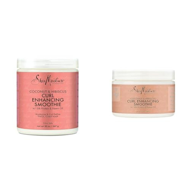 Sheamoisture Coconut & Hibiscus Curl Enhancing Smoothie For Thick Curly Hair Cream 20 Oz & 12 Oz Bundle