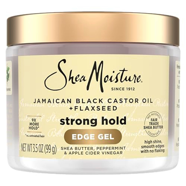 Sheamoisture Styling Black Edge Control Gel For Curly Hair Jamaican Black Castor Oil And Flaxseed Paraben- Anti-Frizz Hair Gel 3.5 Oz