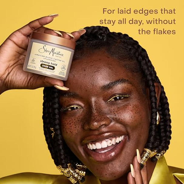 Sheamoisture Styling Black Edge Control Gel For Curly Hair Jamaican Black Castor Oil And Flaxseed Paraben- Anti-Frizz Hair Gel 3.5 Oz