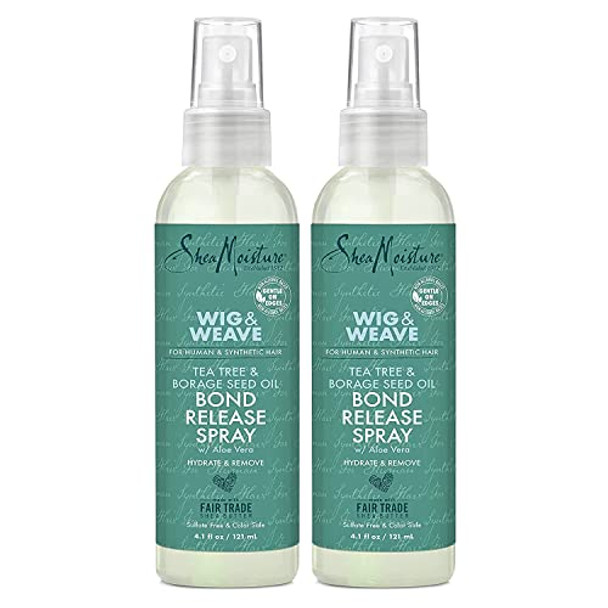 Sheamoisture Bond Release Hair Spray For Wig And Weave Tea Tree Oil Borage Seed Oil & Aloe Vera Alcohol Hairspray To Soften And Remove Wig Glue & Weave Adhesive 2 Pack - 4.1 Fl Oz Ea