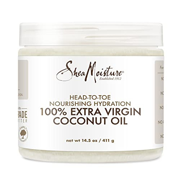 Sheamoisture Body Moisturizer For Dry Skin 100% Extra Virgin Coconut Oil Nourishing Hydration Soften And Restore Skin And Hair 14.5 Oz & Baby Leave-In Conditioner For Curly Hair Raw Shea