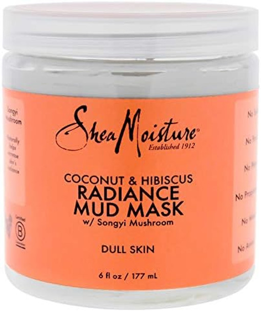Shea Moisture Coconut & Hibiscus Radiance Mud Mask For Unisex Dull Skin 6 Ounce