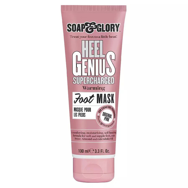 Soap & Glory Original Pink Heel Genius Supercharged Foot Mask - Self Heating Foot Treatment For Rough Cracked Feet Hydrating Foot Mask (100Ml)