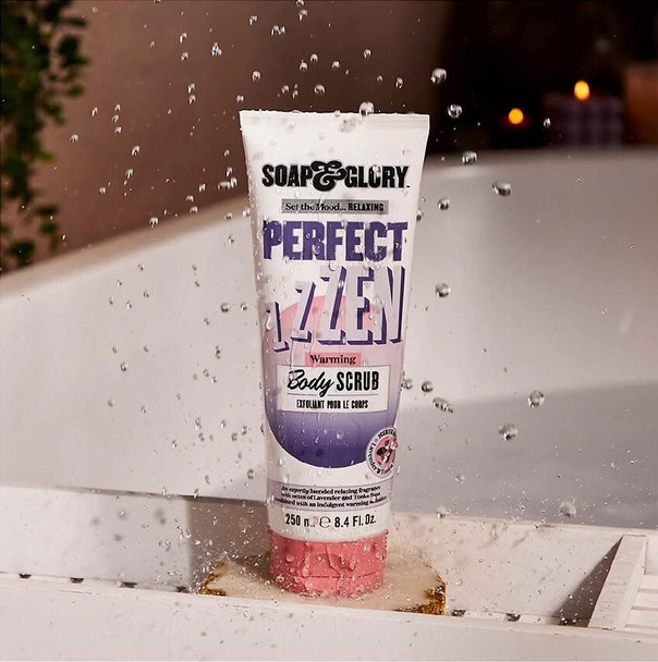 Soap & Glory Perfect Zen Exfoliating Body Scrub - Smoothing & Buffing Body Scrub - Lavender & Tonka Bean Scented Body Polish - Warming Exfoliating Scrub For Relaxation (250Ml)