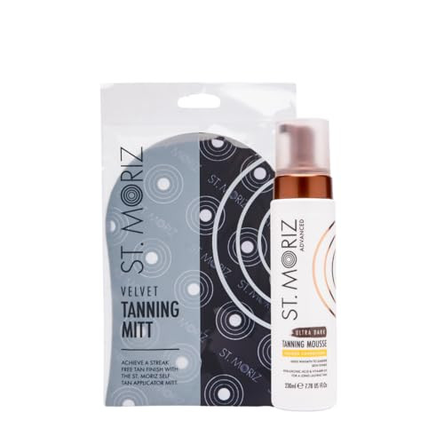 ST. MORIZ Advanced Color Correcting Self Tanner Mousse in Ultra Dark with Tanning Mitt - 7.78 Fl Oz - Color Correcting Instant Self Tanning Foam for Face & Body - Long Lasting & Streak