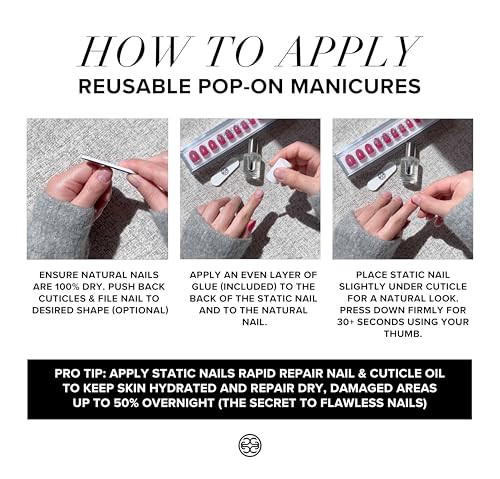 Static Nails Reusable Pop-On Manicure Set - Toasted Sugar Solid Nude Coffin False Nails Long Press On Nails Salon Quality Non-Damaging Acrylic Nails Fake Nail Kit With Glue
