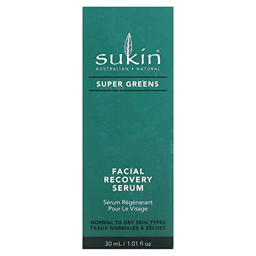 Sukin - Super Greens Facial Recovery Serum Enhances Skins Radiance 1.01 Fl Oz 30 Ml