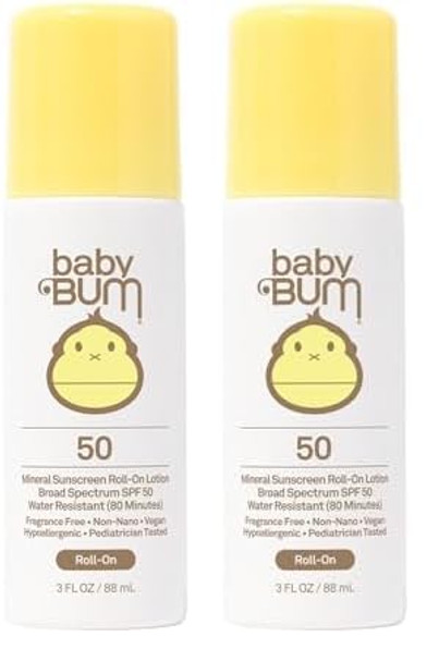 Baby Bum Mineral Spf 50 Roll-On Sunscreen Vegan And Hawaii 104 Reef Act Compliant (Octinoxate & Oxybenzone ) Broad Spectrum Moisturizing Uva/Uvb Easy Roller Ball Sunscreen Lotion
