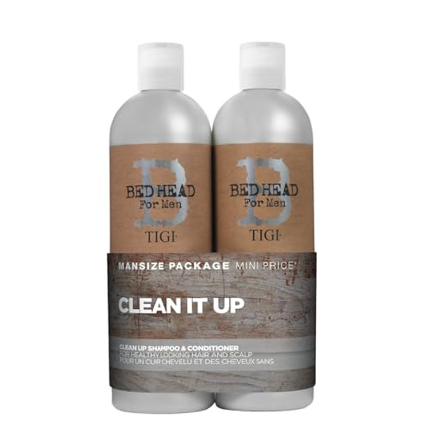 Tigi Bed Head B For Men Clean Up Kit - 2 Pc 25.36 Oz Shampoo 25.36 Oz Conditioner Gluten Peppermint Scent Menthol 1 Count