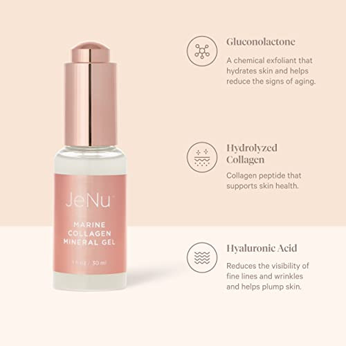Trophy Skin Jenu Marine Collagen Mineral Gel - Skin Care Gel Serum With Hydrolyzed Collagen And Hyaluronic Acid - Skin Care For Elasticity And Help With Wrinkles - 1 Fl Oz