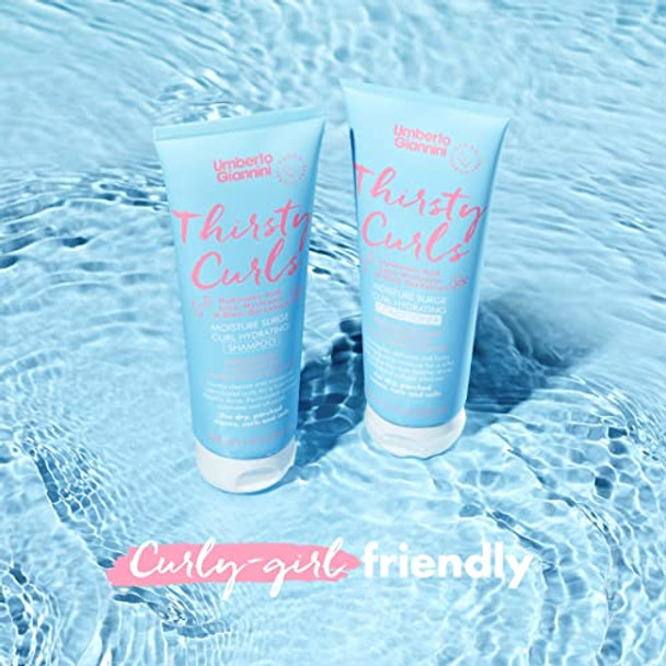 Umberto Giannini Thirsty Curls Moisture Surge Curl Hydrating Conditioner 8.4 Fl Oz - For Dry & Dehydrated 2A-4C Curly Wavy & Coily Hair - Vegan & Cruelty - Silicone Sulfate & Paraben