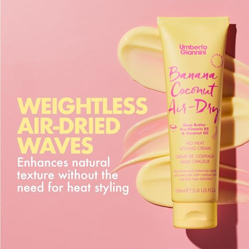 Umberto Giannini Banana Coconut Air Dry Cream 5.Fl Oz - Weightless Curl Cream With Medium Hold Flexible Curls And Waves