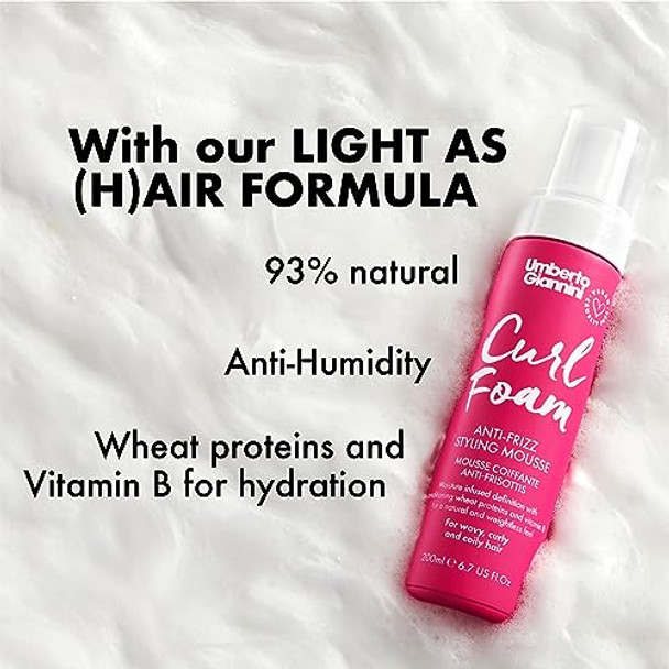Umberto Giannini Curl Jelly & Foam Mousse Duo - Vegan & Cruelty- Styling Gel And Mousse For Defrizzing Curly Or Wavy Hair