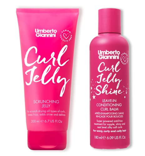 Umberto Giannini Curl Jelly Scrunching Jelly Vegan & Cruelty Frizz Solution Gel For Curly Or Wavy Hair 200 Ml (Curl Jelly + Curl Shine Duo)