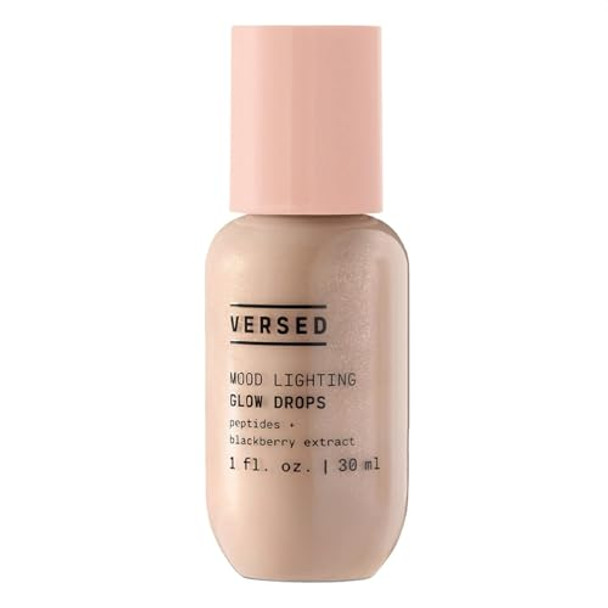 Versed Mood Lighting Luminizing Glow Drops Sheer Golden - Liquid Highlight & Bronzing Drops With Illuminating Light-Reflecting Pigments - Antioxidants & Hydrating Hyaluronic Acid - Vegan (1 Fl Oz)