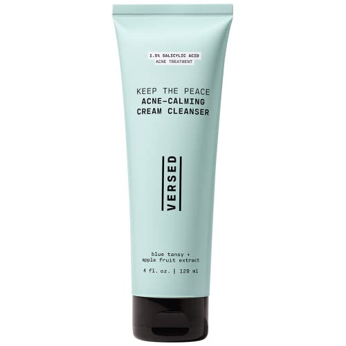 Versed Keep The Peace Calming Cream Cleanser - Gentle Non-Drying Foaming Cleanser With Salicylic Acid - Daily Face Wash Helps Reduce Blemishes Without Stripping Skin - Vegan (4 Fl Oz)