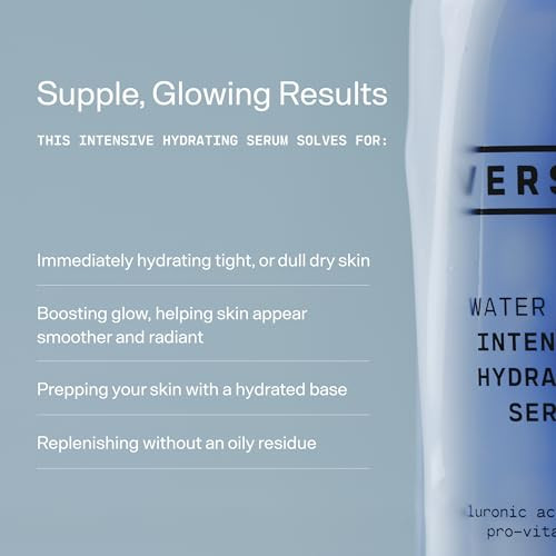 Versed Water Rush Intensive Hydrating Serum - Hyaluronic Acid Serum For Face With Vitamin B5 - Lightweight Face Serum For Dry Skin - Sensitive Skin-Approved & Clinically Tested