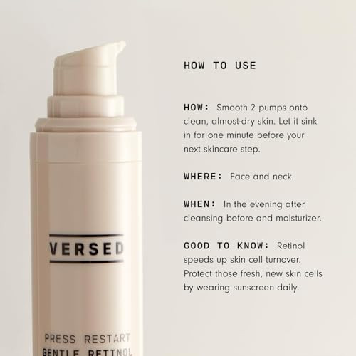 Versed Press Restart Gentle Retinol Serum - Bakuchiol Retinol Alternative Anti-Aging Serum For Even Skin Tone Fine Lines And Wrinkles For Sensitive Skin - Vegan (1 Fl Oz)
