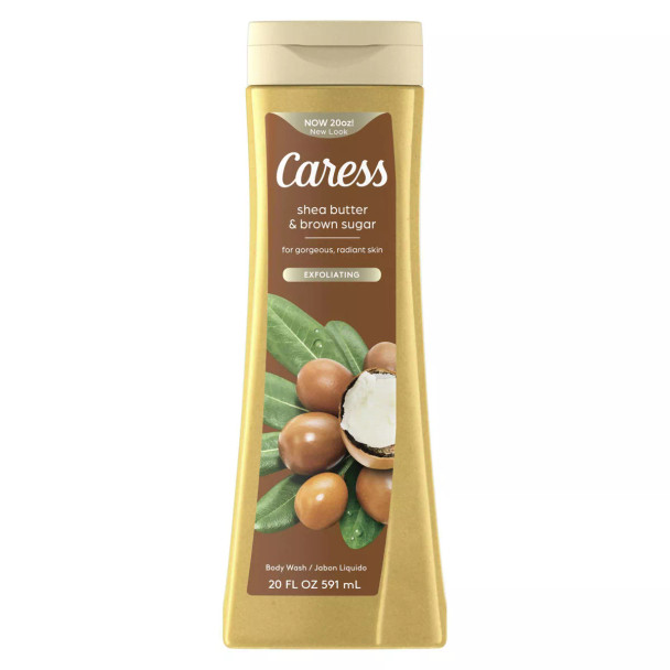 Caress Exfoliating Body Wash Shea Butter and Brown Sugar 18 Fl. Oz.