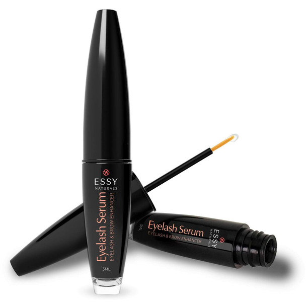 EssyNaturals Eyelash and Brow Growth Serum Irritation Free Formula - 'Dermatologist Certified' - Guaranteed Results in Just 3-4 Weeks for Longer, Thicker, and Fuller Eyelashes