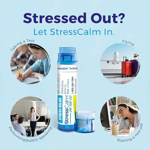 Boiron Stresscalm On The Go For Relief Of Stress Anxiousness Nervousness Irritability And Fatigue 80 Count Per Tube 4 Tubes With Peak10 Health Pen