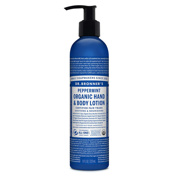 Dr. Bronner's - Organic Lotion (8 Ounce) - Body Lotion and Moisturizer, Certified Organic, Soothing for Hands, Face and Body, Highly Emollient, Nourishes and Hydrates, Vegan (Peppermint) Dr. Bronner's - Organic Lotion (8 Ounce) - Body Lotion and Moisturizer, Certified Organic, Soothing for Hands, Face and Body, Highly Emollient, Nourishes and Hydrates, Vegan (Peppermint)