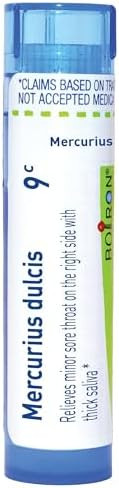 Boiron Mercurius Dulcis 9C For Minor Sore Throat On The Side With Thick Saliva 80 Pellets