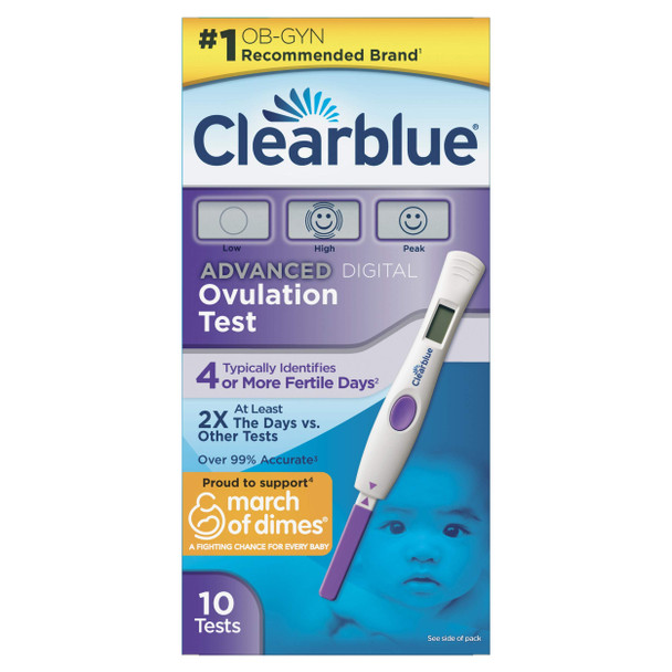 Clearblue Advanced Digital Ovulation Test, Predictor Kit, featuring Advanced Ovulation Tests with digital results, 10 ovulation tests