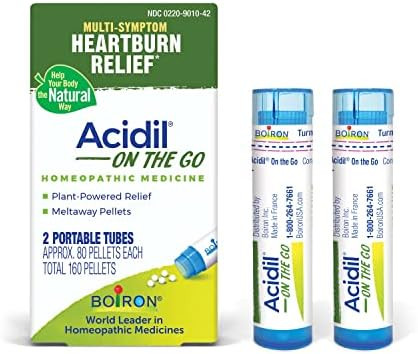 Boiron Acidil On The Go Travel Essential For Relief Of Acid Reflux Heartburn Indigestion Bloating And Upset Stomach 2 Count (160 Pellets)